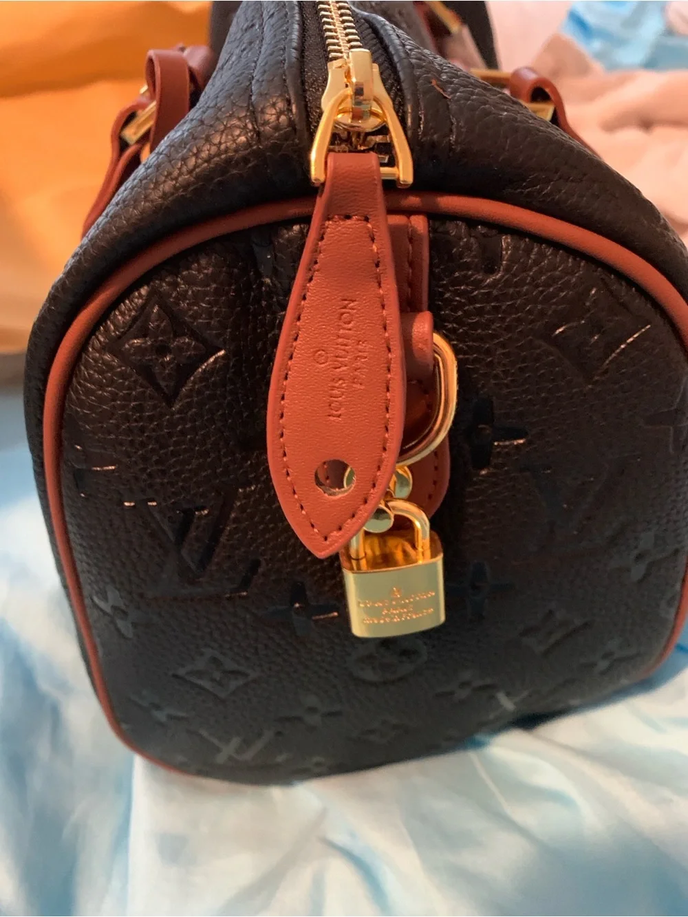 Black LV Motif Boston Speedy Bag